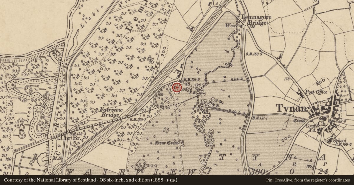 Ordnance Survey six-inch map, 2nd edition (1888–1915) covering the location of North Gates, Armagh City, Banbridge and Craigavon, with a pin at the register's coordinates
