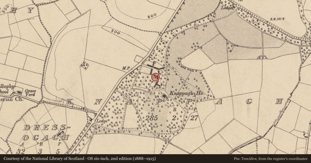 Ordnance Survey six-inch map, 2nd edition (1888–1915) covering the location of HOUSE, Armagh City, Banbridge and Craigavon, with a pin at the register's coordinates