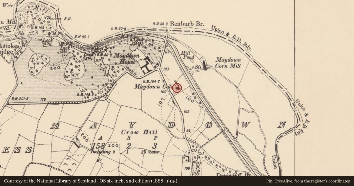 Ordnance Survey six-inch map, 2nd edition (1888–1915) covering the location of Maydown Cottage And Yard Gate, Armagh City, Banbridge and Craigavon, with a pin at the register's coordinates