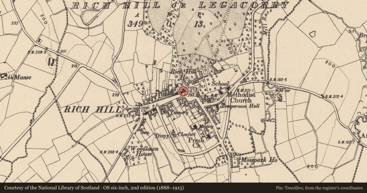 Ordnance Survey six-inch map, 2nd edition (1888–1915) covering the location of St. Matthew'S Church, Armagh City, Banbridge and Craigavon, with a pin at the register's coordinates