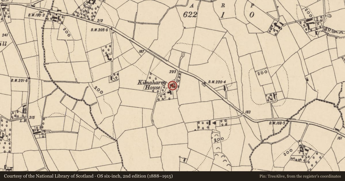 Ordnance Survey six-inch map, 2nd edition (1888–1915) covering the location of Kilnaharvy House, Armagh City, Banbridge and Craigavon, with a pin at the register's coordinates