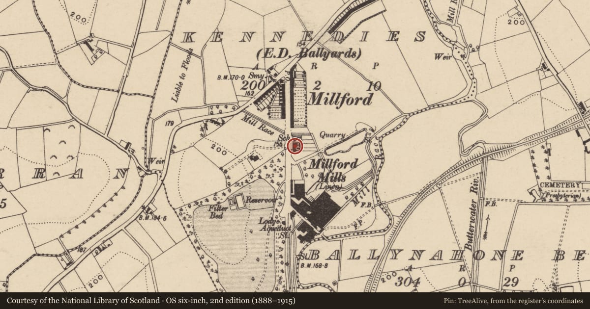 Ordnance Survey six-inch map, 2nd edition (1888–1915) covering the location of 70 Hill St., Armagh City, Banbridge and Craigavon, with a pin at the register's coordinates