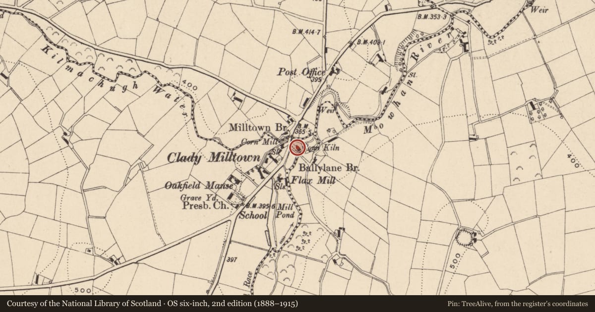 Ordnance Survey six-inch map, 2nd edition (1888–1915) covering the location of Drying Kiln, Armagh City, Banbridge and Craigavon, with a pin at the register's coordinates