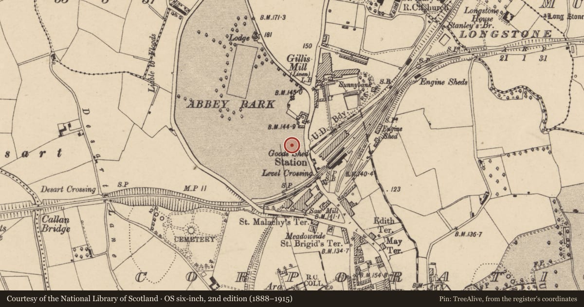 Ordnance Survey six-inch map, 2nd edition (1888–1915) covering the location of Armagh Business Centre, Armagh City, Banbridge and Craigavon, with a pin at the register's coordinates