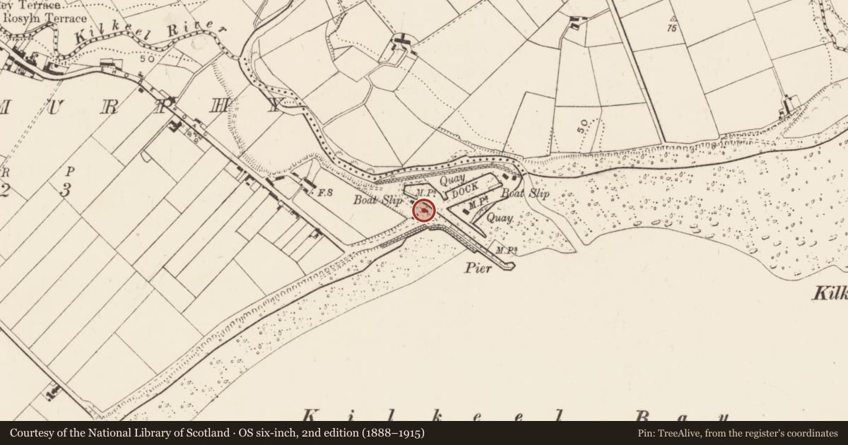 Ordnance Survey six-inch map, 2nd edition (1888–1915) covering the location of Telephone Kiosk, Magheramurphy, Newry, Mourne and Down, with a pin at the register's coordinates