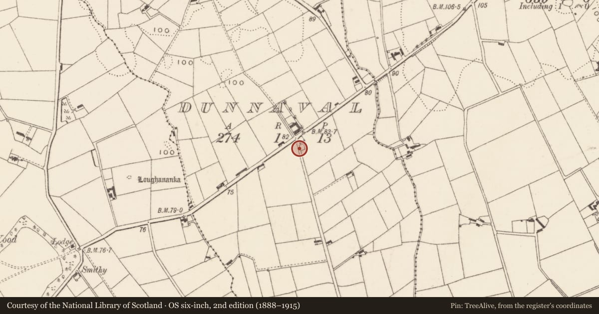 Ordnance Survey six-inch map, 2nd edition (1888–1915) covering the location of Ww Ii Picket Post, Ballynahatten, Newry, Mourne and Down, with a pin at the register's coordinates