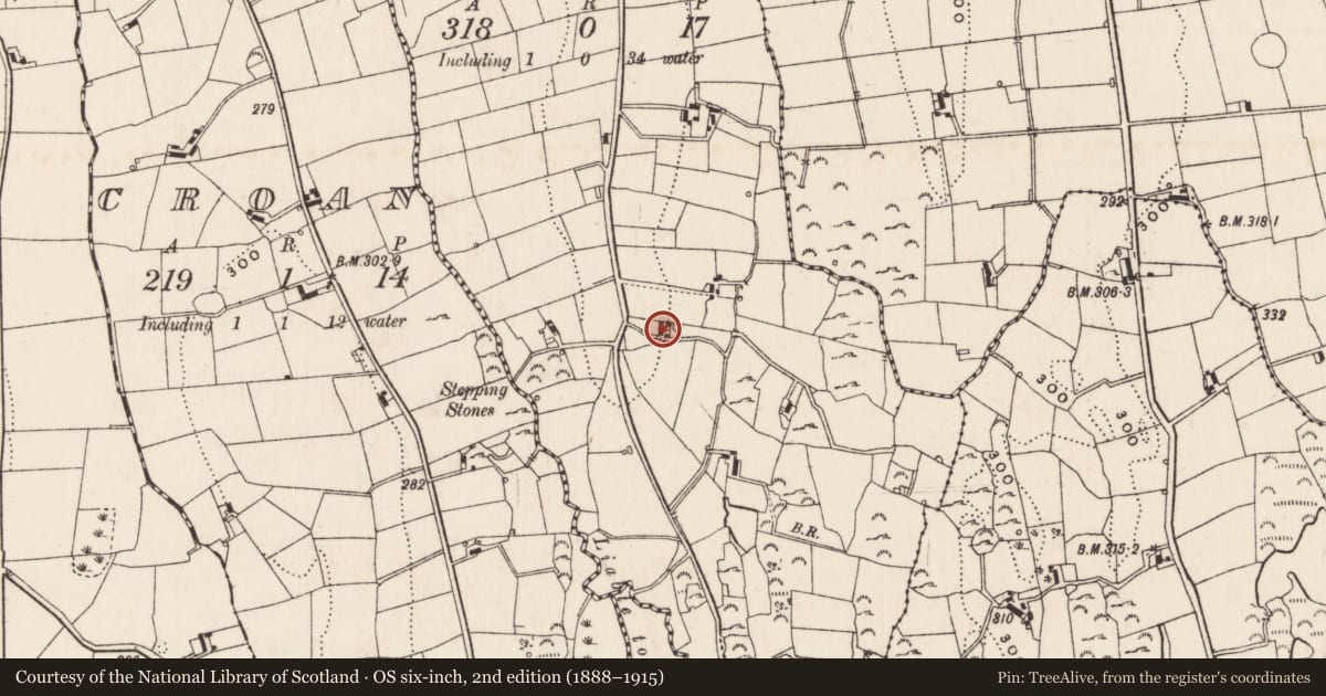 Ordnance Survey six-inch map, 2nd edition (1888–1915) covering the location of Vernacular house, Cabragh, Newry, Mourne and Down, with a pin at the register's coordinates