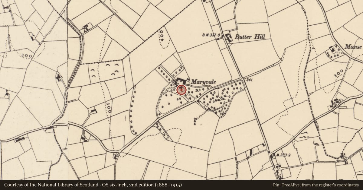Ordnance Survey six-inch map, 2nd edition (1888–1915) covering the location of Maryvale, Carnacally, Newry, Mourne and Down, with a pin at the register's coordinates