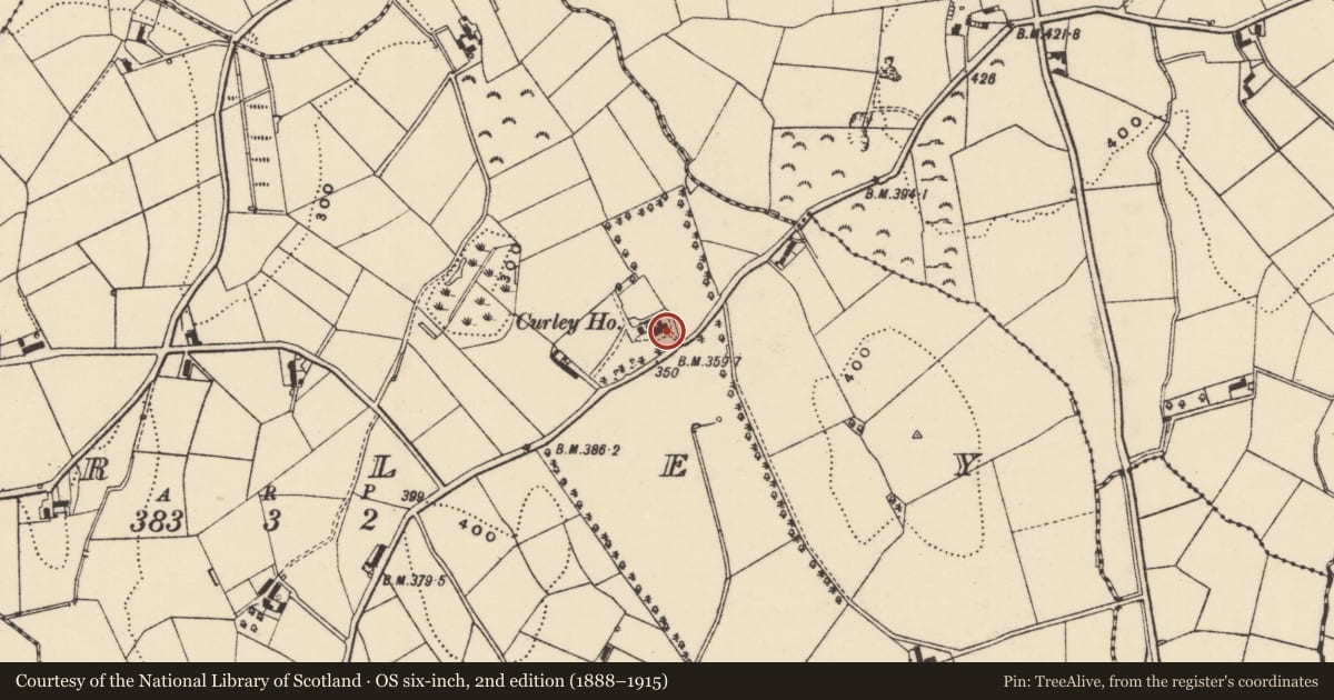Ordnance Survey six-inch map, 2nd edition (1888–1915) covering the location of Curley House, Newry, Mourne and Down, with a pin at the register's coordinates