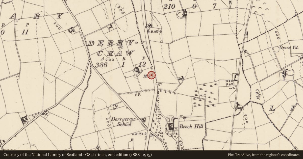 Ordnance Survey six-inch map, 2nd edition (1888–1915) covering the location of Milestone, Maddydrumbrist, Newry, Mourne and Down, with a pin at the register's coordinates