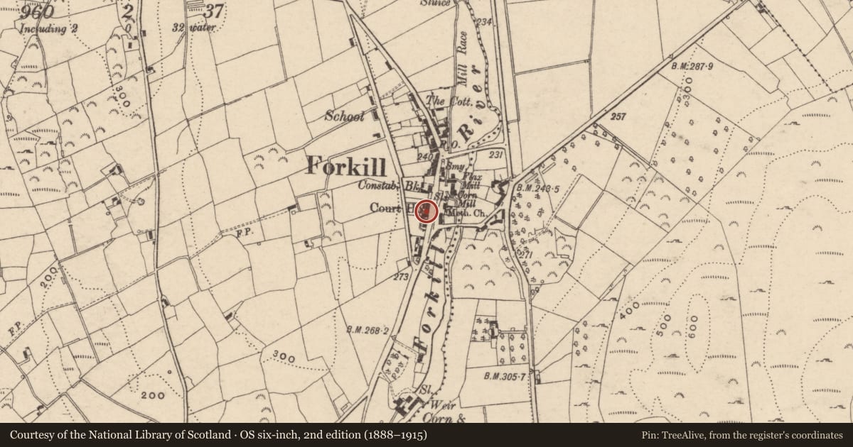 Ordnance Survey six-inch map, 2nd edition (1888–1915) covering the location of Former Court House, Shean, Newry, Mourne and Down, with a pin at the register's coordinates