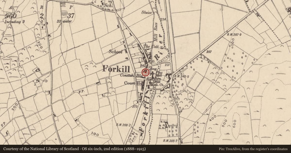 Ordnance Survey six-inch map, 2nd edition (1888–1915) covering the location of 35 Main Street, Shean, Newry, Mourne and Down, with a pin at the register's coordinates