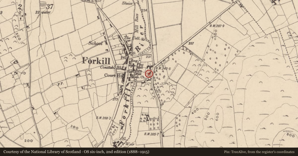 Ordnance Survey six-inch map, 2nd edition (1888–1915) covering the location of Slieve Gullion Inn, Carrickastickan, Newry, Mourne and Down, with a pin at the register's coordinates