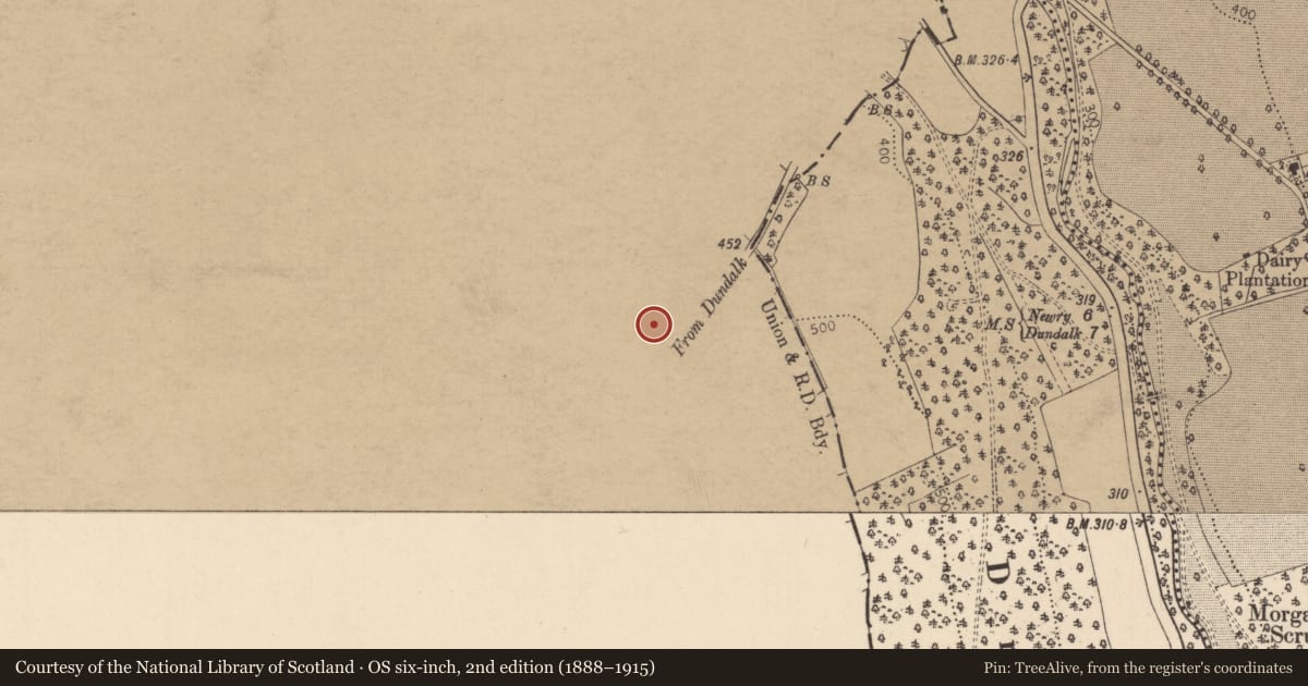 Ordnance Survey six-inch map, 2nd edition (1888–1915) covering the location of 17 Jonesborough Village, Foughill Otra, Newry, Mourne and Down, with a pin at the register's coordinates