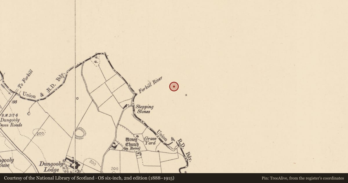 Ordnance Survey six-inch map, 2nd edition (1888–1915) covering the location of Dwelling SE of 43 Carrickastickan Road, Newry, Mourne and Down, with a pin at the register's coordinates