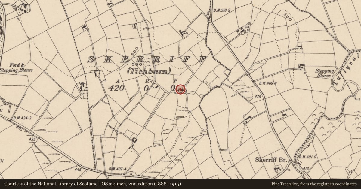 Ordnance Survey six-inch map, 2nd edition (1888–1915) covering the location of Farmhouse, Newry, Mourne and Down, with a pin at the register's coordinates