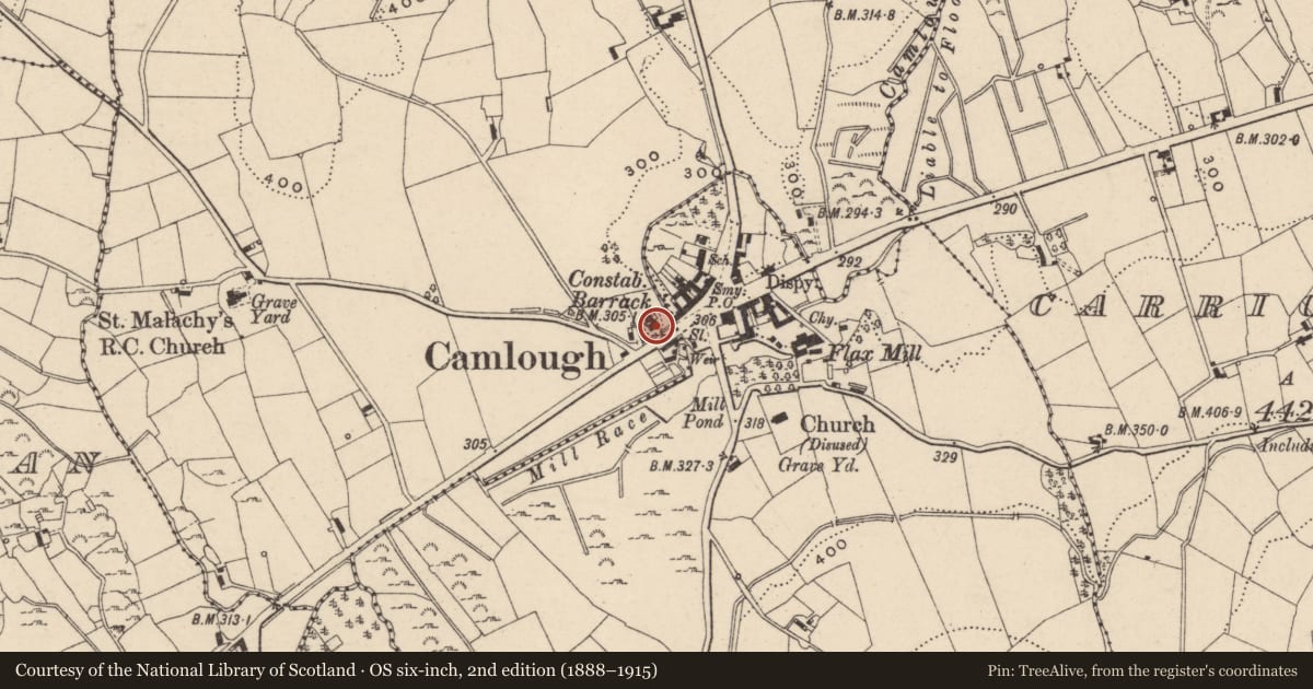 Ordnance Survey six-inch map, 2nd edition (1888–1915) covering the location of 33 Main Street, with a pin at the register's coordinates