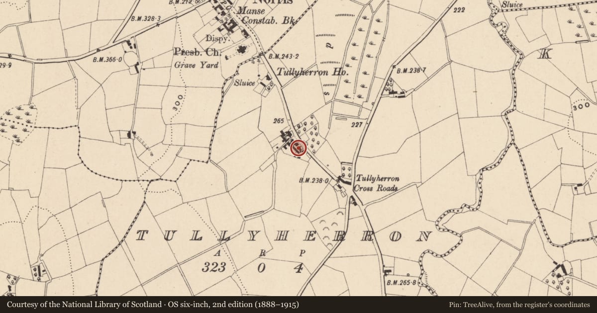 Ordnance Survey six-inch map, 2nd edition (1888–1915) covering the location of The Low House, Newry, Mourne and Down, with a pin at the register's coordinates