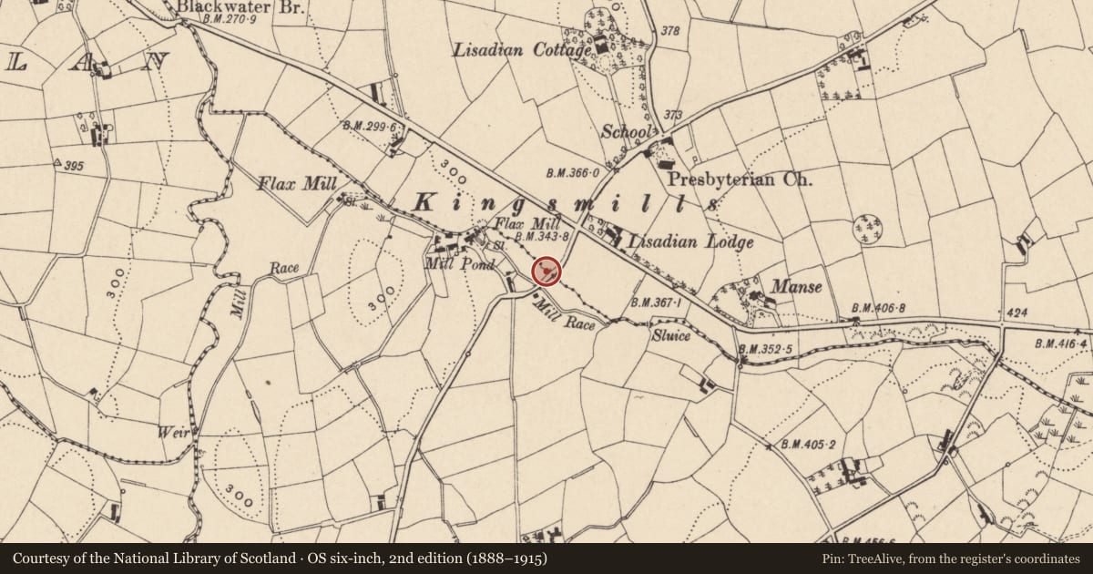 Ordnance Survey six-inch map, 2nd edition (1888–1915) covering the location of Bridge 9, Newry, Mourne and Down, with a pin at the register's coordinates