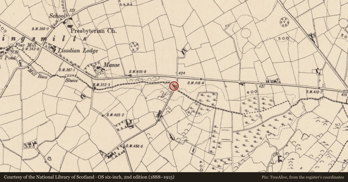 Ordnance Survey six-inch map, 2nd edition (1888–1915) covering the location of Bridge 2, Newry, Mourne and Down, with a pin at the register's coordinates