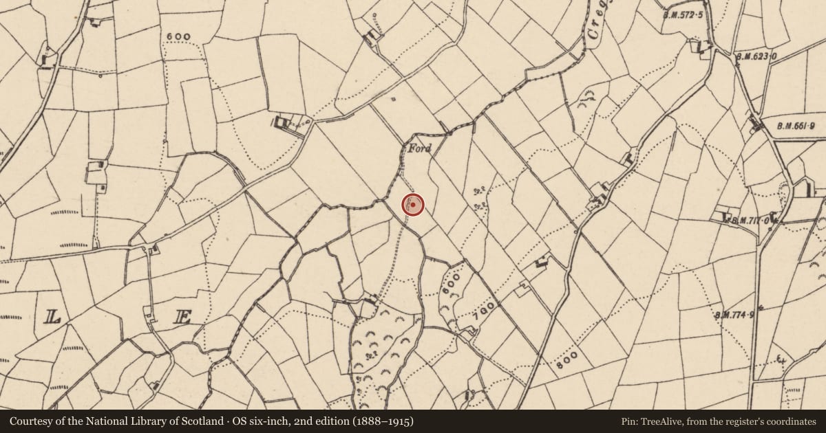 Ordnance Survey six-inch map, 2nd edition (1888–1915) covering the location of 12 Ballintemple Road, Knockvannon, Newry, Mourne and Down, with a pin at the register's coordinates