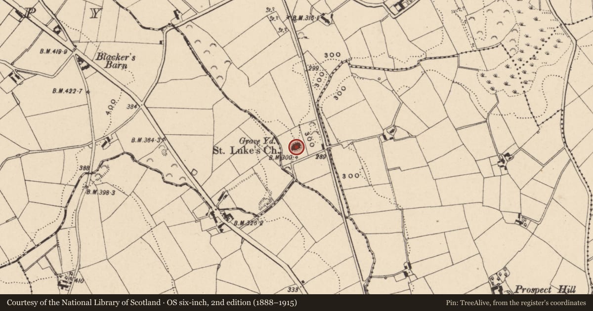 Ordnance Survey six-inch map, 2nd edition (1888–1915) covering the location of St. Luke'S C OF I CHURCH, Mullaghglass Co.armagh, Newry, Mourne and Down, with a pin at the register's coordinates
