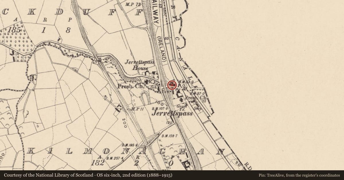 Ordnance Survey six-inch map, 2nd edition (1888–1915) covering the location of 1/3 Knockduff Road, Newry, Mourne and Down, with a pin at the register's coordinates