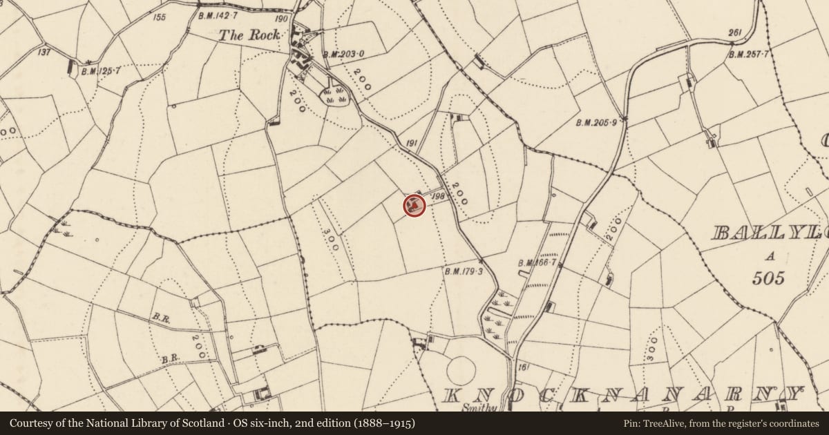 Ordnance Survey six-inch map, 2nd edition (1888–1915) covering the location of Farmhouse, Newry, Mourne and Down, with a pin at the register's coordinates