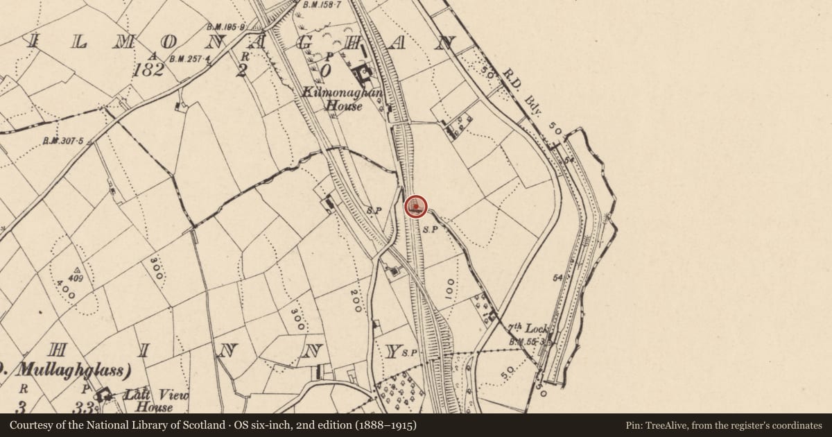 Ordnance Survey six-inch map, 2nd edition (1888–1915) covering the location of Bridge 3, Newry, Mourne and Down, with a pin at the register's coordinates