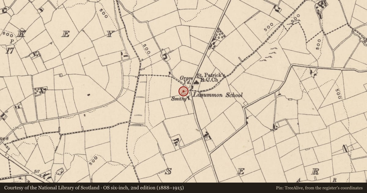Ordnance Survey six-inch map, 2nd edition (1888–1915) covering the location of Church of the Immaculate Conception 21 Lissummon Road Serse Newry Co Down BT35 6NA, Newry, Mourne and Down, with a pin at the register's coordinates