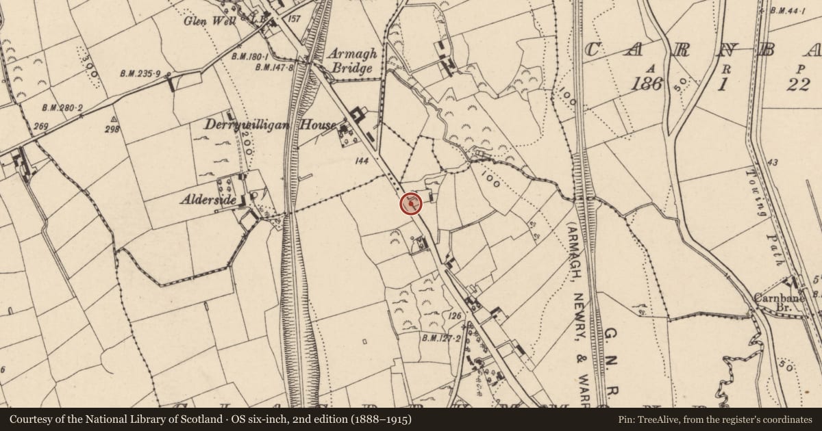 Ordnance Survey six-inch map, 2nd edition (1888–1915) covering the location of Rockview, Newry, Mourne and Down, with a pin at the register's coordinates