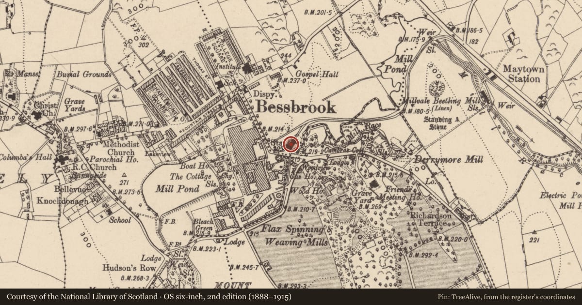Ordnance Survey six-inch map, 2nd edition (1888–1915) covering the location of Former Tram Station, Clougharevan, Newry, Mourne and Down, with a pin at the register's coordinates