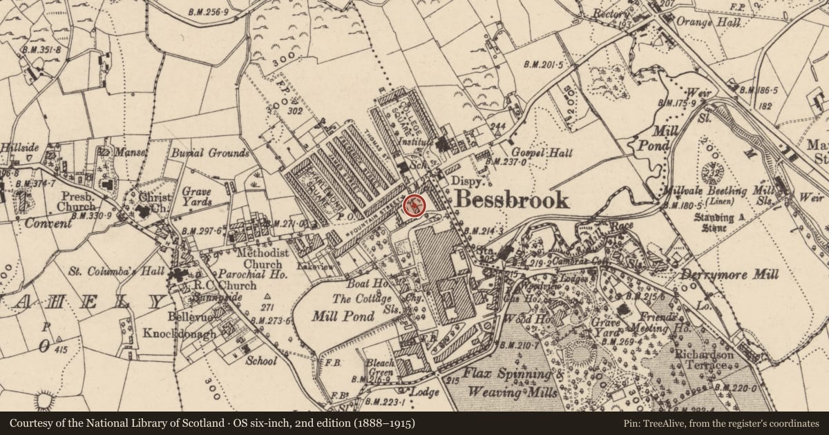 Ordnance Survey six-inch map, 2nd edition (1888–1915) covering the location of The Farm Yard, with a pin at the register's coordinates