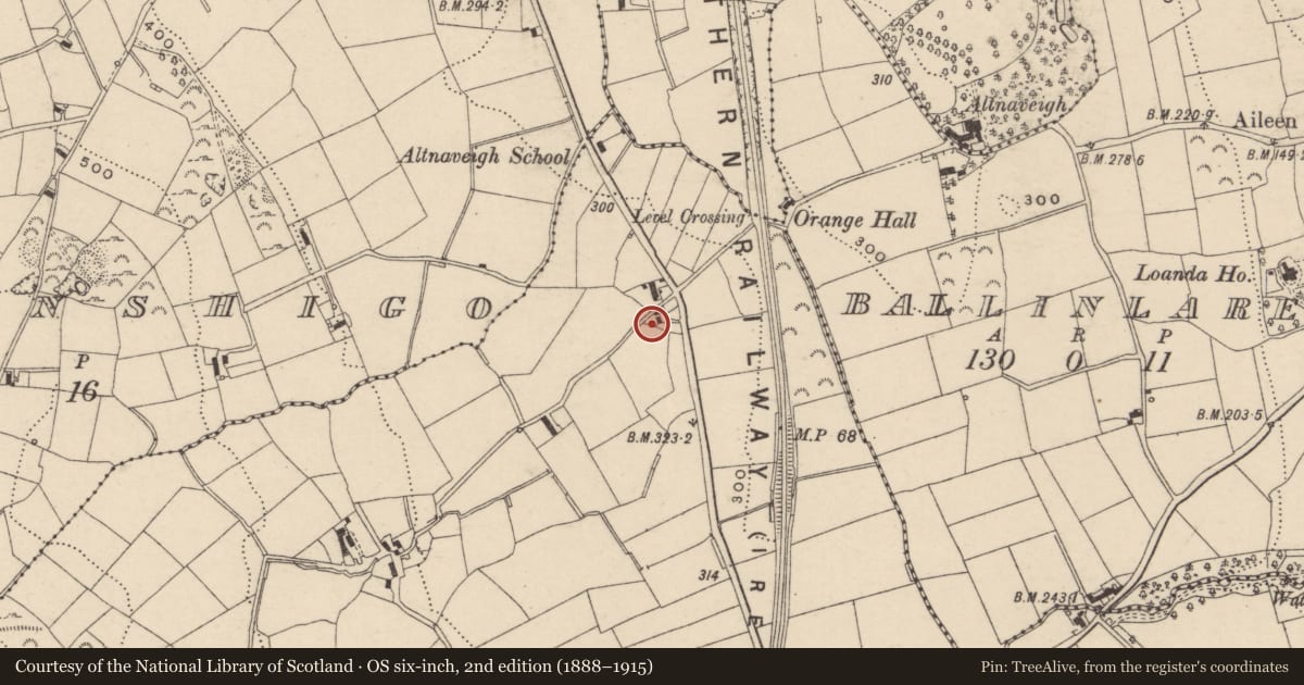 Ordnance Survey six-inch map, 2nd edition (1888–1915) covering the location of House 2, Newry, Mourne and Down, with a pin at the register's coordinates