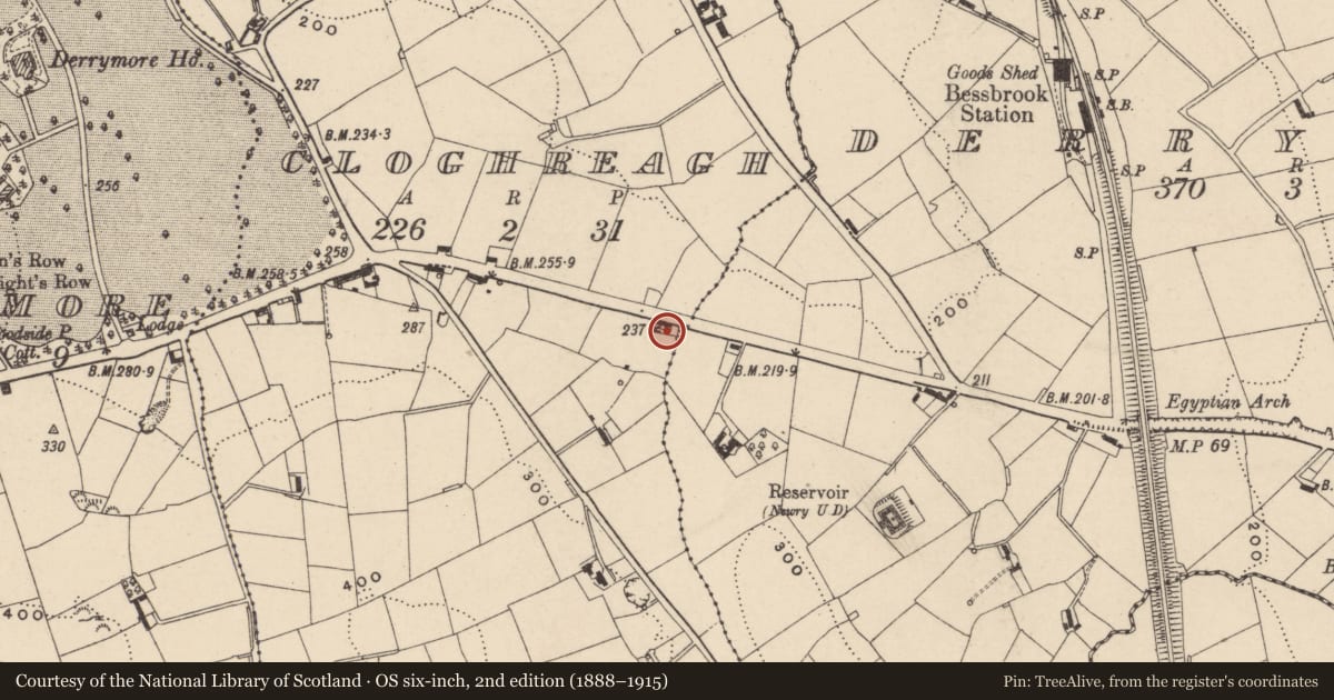Ordnance Survey six-inch map, 2nd edition (1888–1915) covering the location of House 3 'Arch View', Newry, Mourne and Down, with a pin at the register's coordinates