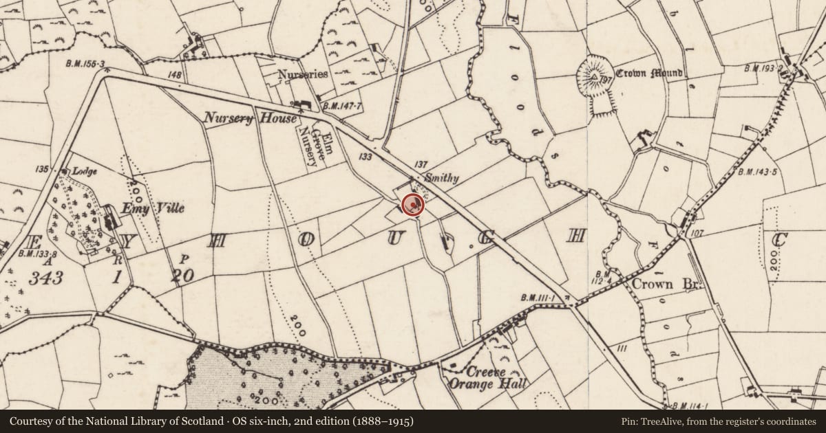 Ordnance Survey six-inch map, 2nd edition (1888–1915) covering the location of 9 Hilltown Road, Carneyhough, Newry, Mourne and Down, with a pin at the register's coordinates