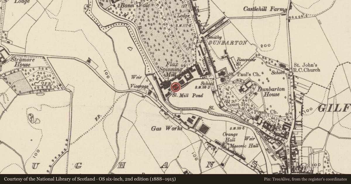 Ordnance Survey six-inch map, 2nd edition (1888–1915) covering the location of Main Block, Loughlans, Armagh City, Banbridge and Craigavon, with a pin at the register's coordinates