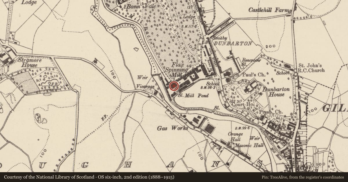 Ordnance Survey six-inch map, 2nd edition (1888–1915) covering the location of Engine House, Loughlans, Armagh City, Banbridge and Craigavon, with a pin at the register's coordinates
