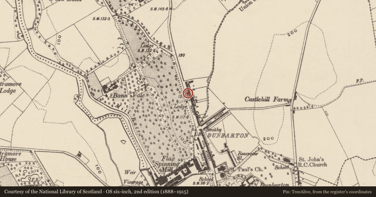 Ordnance Survey six-inch map, 2nd edition (1888–1915) covering the location of 8 Bannview Terrace, Loughans, Armagh City, Banbridge and Craigavon, with a pin at the register's coordinates