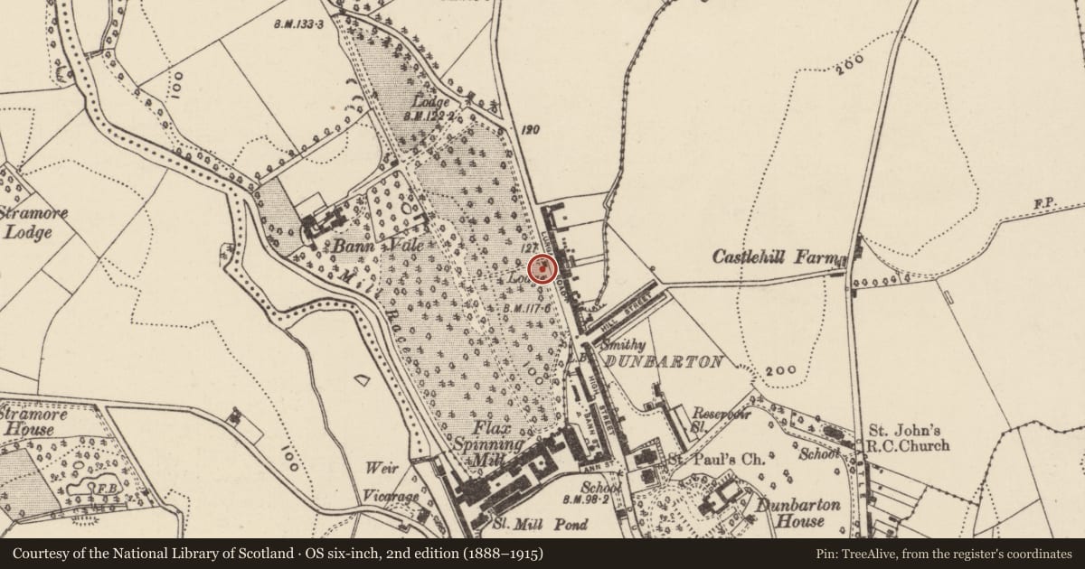 Ordnance Survey six-inch map, 2nd edition (1888–1915) covering the location of Former Lodge, Ballymacnallen, Armagh City, Banbridge and Craigavon, with a pin at the register's coordinates