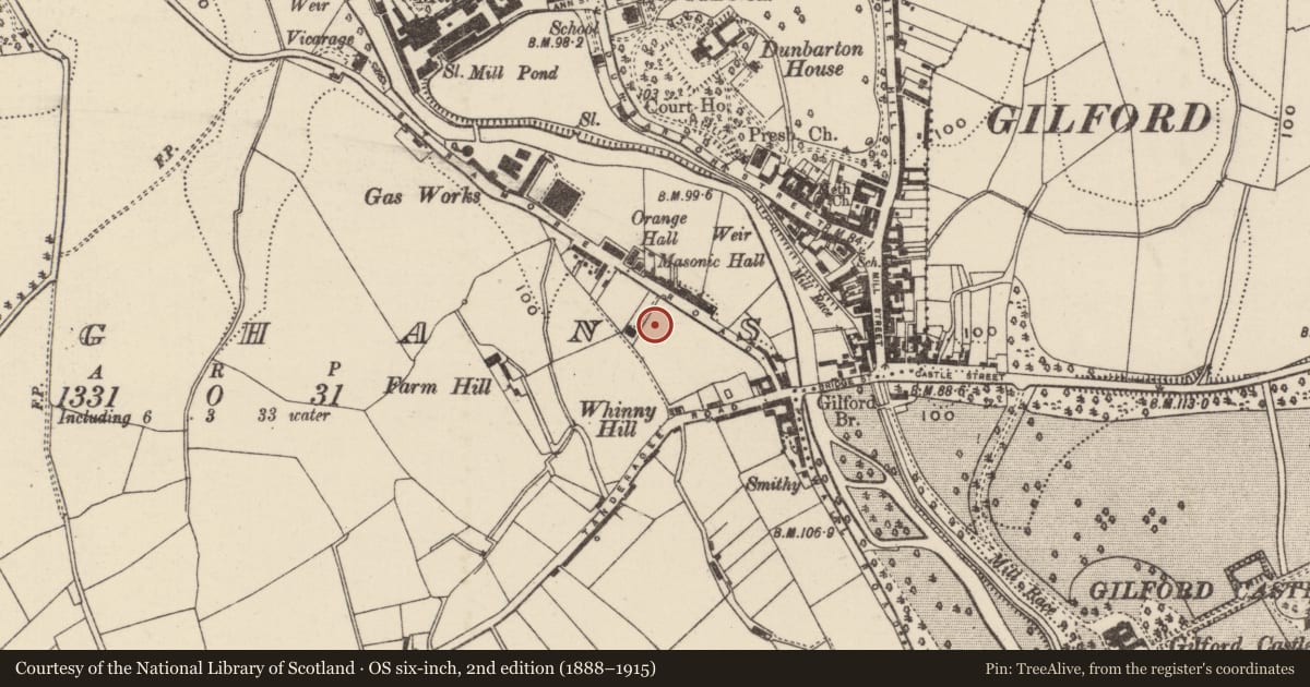 Ordnance Survey six-inch map, 2nd edition (1888–1915) covering the location of Parish Pump, Loughans, Armagh City, Banbridge and Craigavon, with a pin at the register's coordinates