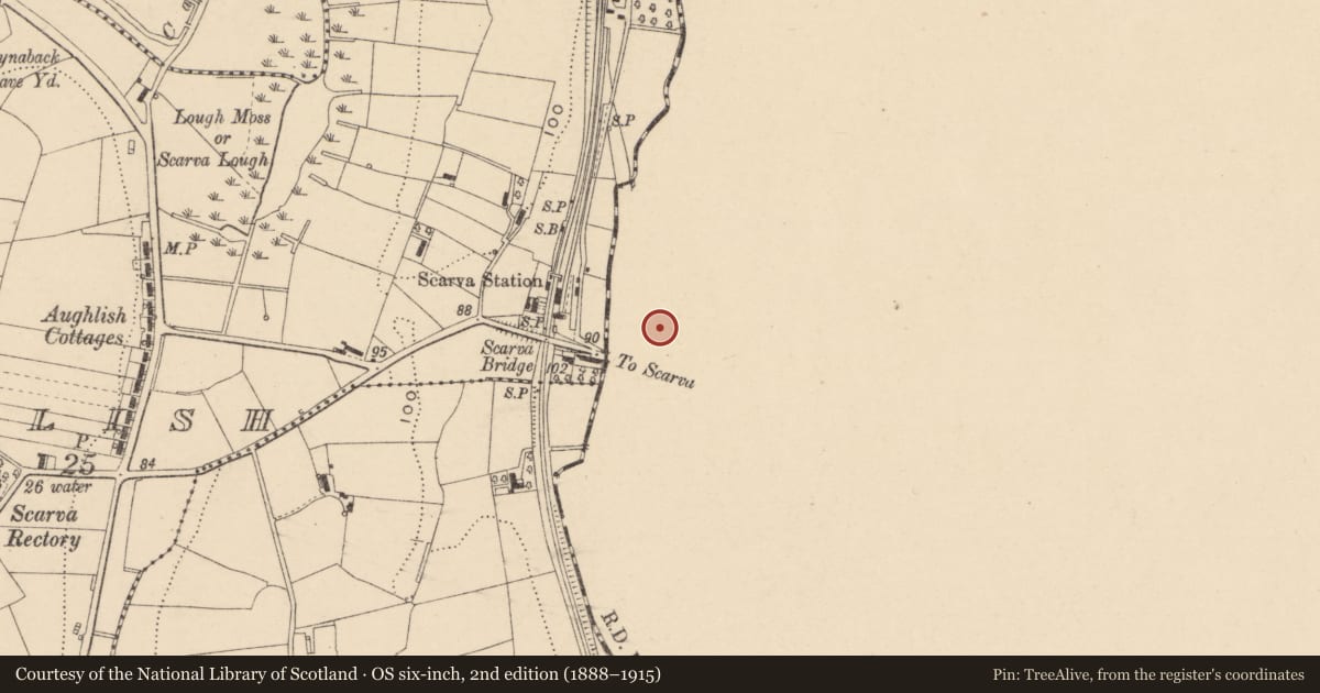 Ordnance Survey six-inch map, 2nd edition (1888–1915) covering the location of 36 Main St, Monclone, Armagh City, Banbridge and Craigavon, with a pin at the register's coordinates