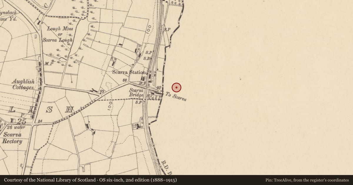 Ordnance Survey six-inch map, 2nd edition (1888–1915) covering the location of 38A & 38B Main St, Monclone, Armagh City, Banbridge and Craigavon, with a pin at the register's coordinates