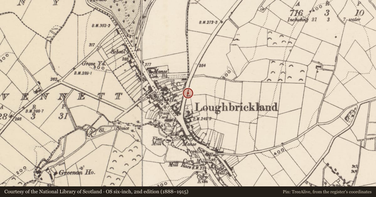 Ordnance Survey six-inch map, 2nd edition (1888–1915) covering the location of 12-14 Banbridge Road, Armagh City, Banbridge and Craigavon, with a pin at the register's coordinates