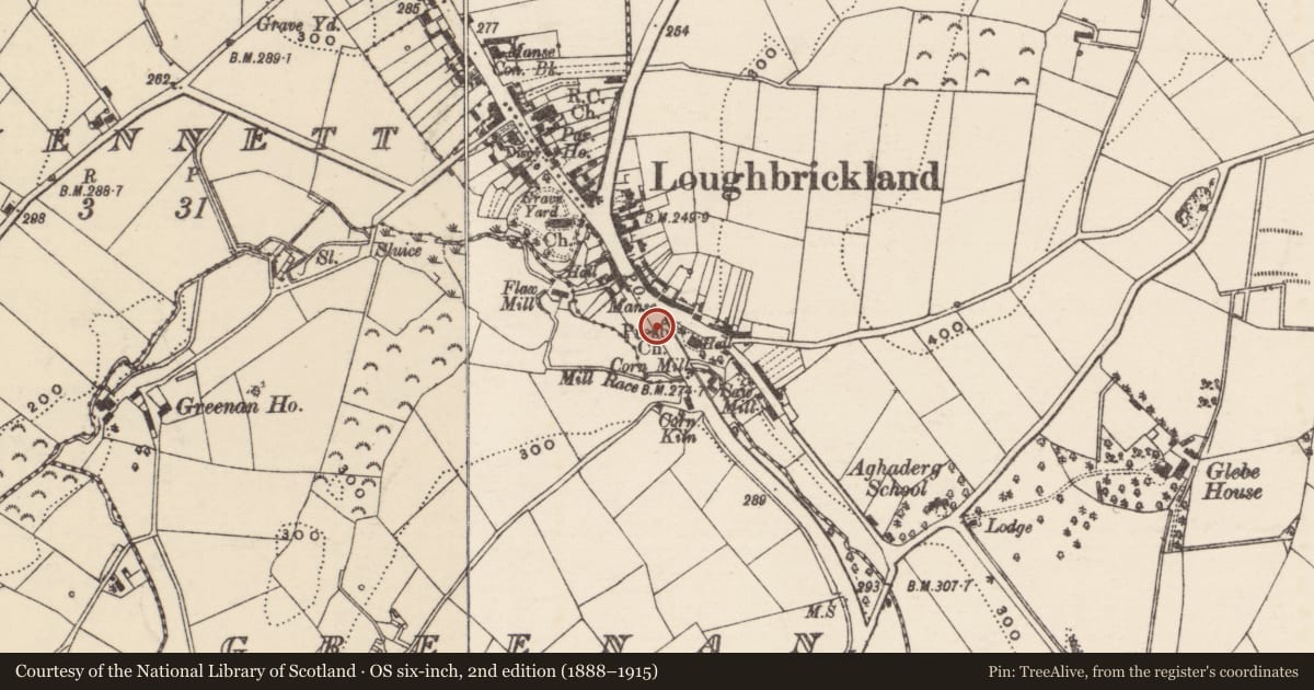 Ordnance Survey six-inch map, 2nd edition (1888–1915) covering the location of Pump, Drumnahare, Armagh City, Banbridge and Craigavon, with a pin at the register's coordinates