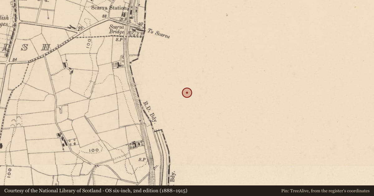 Ordnance Survey six-inch map, 2nd edition (1888–1915) covering the location of Orange Hall, Scarva, Armagh City, Banbridge and Craigavon, with a pin at the register's coordinates
