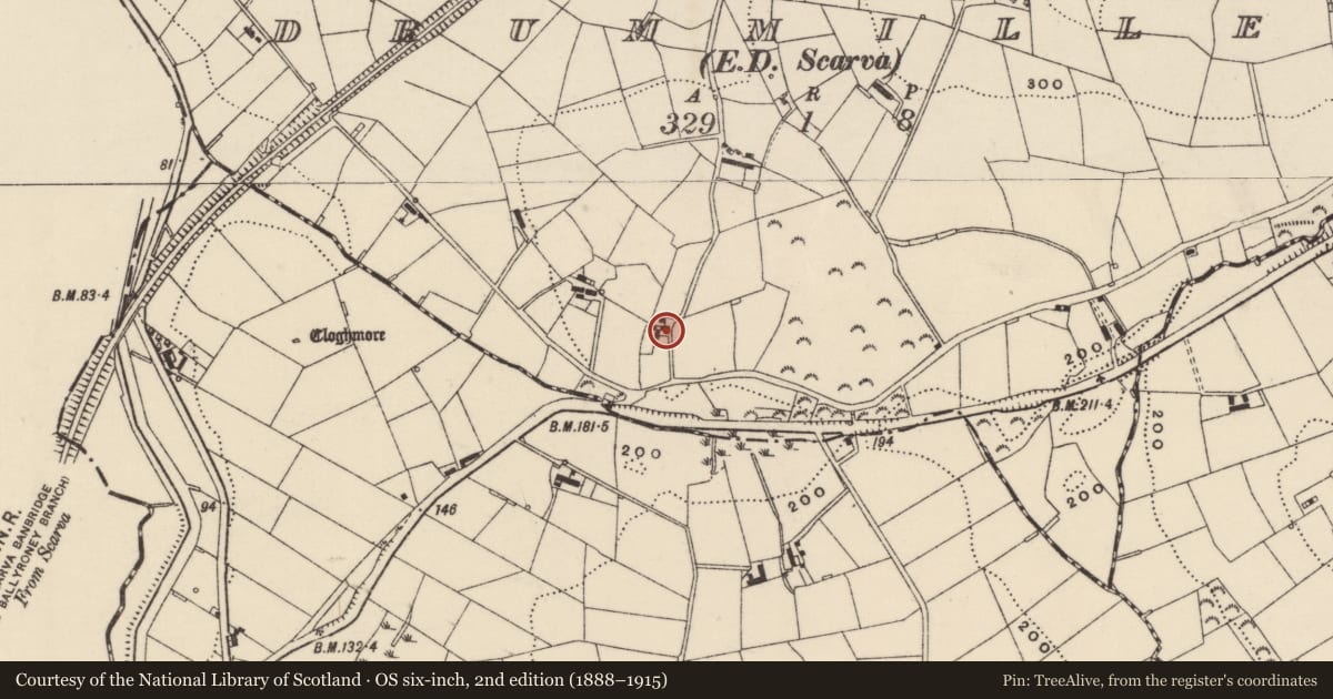 Ordnance Survey six-inch map, 2nd edition (1888–1915) covering the location of House 95m East of 21 Drummiller Lane, Armagh City, Banbridge and Craigavon, with a pin at the register's coordinates