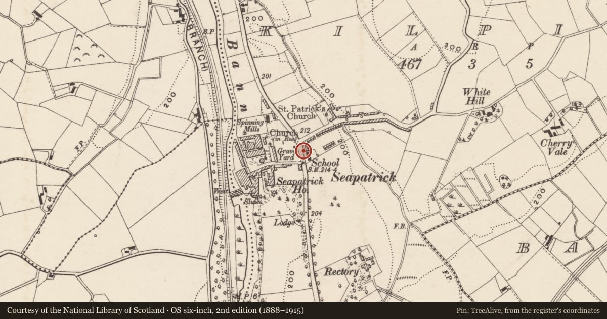Ordnance Survey six-inch map, 2nd edition (1888–1915) covering the location of 91 Lurgan Road, Kilpike, Armagh City, Banbridge and Craigavon, with a pin at the register's coordinates