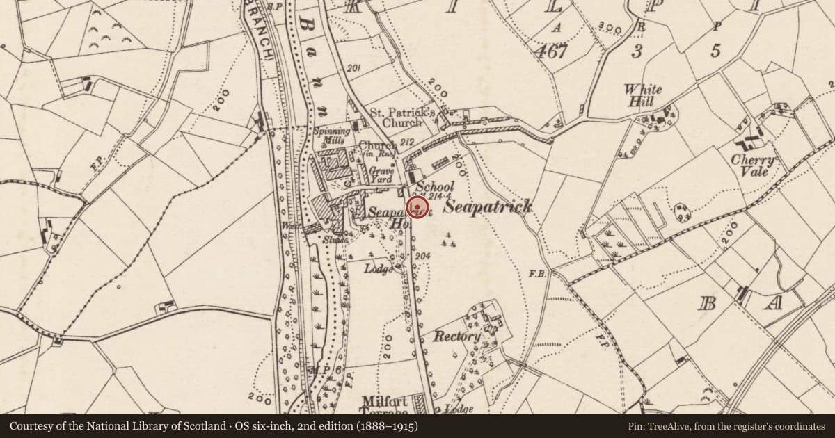Ordnance Survey six-inch map, 2nd edition (1888–1915) covering the location of 1 Hayes Park, Kilpike, Armagh City, Banbridge and Craigavon, with a pin at the register's coordinates
