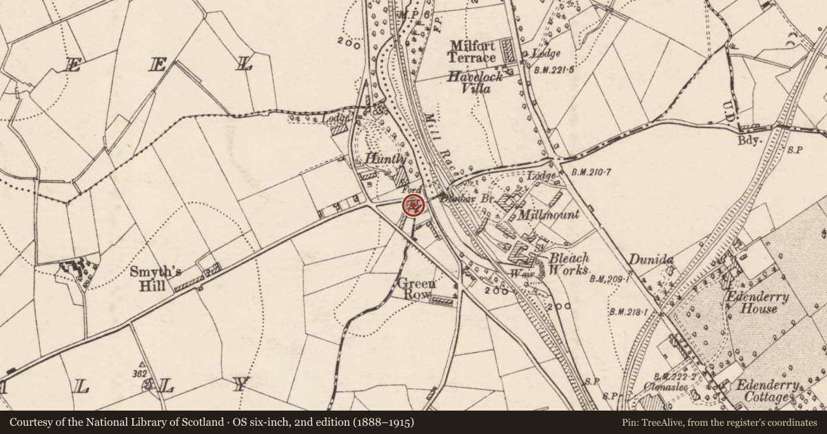 Ordnance Survey six-inch map, 2nd edition (1888–1915) covering the location of Leaburn House, Drumnagally, Armagh City, Banbridge and Craigavon, with a pin at the register's coordinates